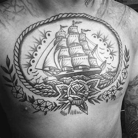 60 Traditional Chest Tattoo Designs For Men Old School Ideas