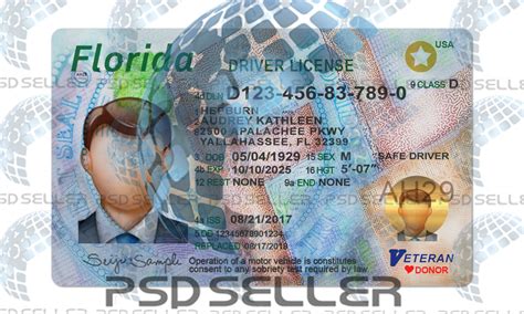Fully Editable Florida Driver License Psd Template Psd Seller