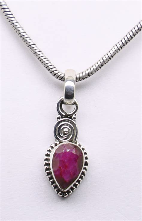Natural Ruby Pendant 925 Sterling Silver Pendant Ruby Etsy