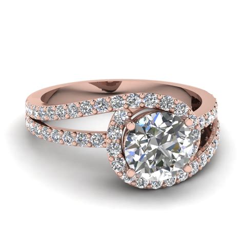 Express your love by adding a center diamond to this engagement ring featuring a swirl design. Rose Gold Round White Diamond Engagement Wedding Ring In ...