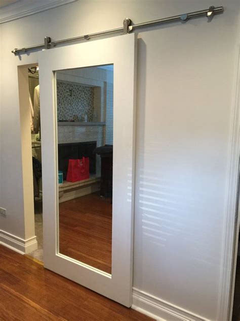A heavy or large bathroom mirror measuring 30 to 50 inches will take up to an hour, and more wall reinforcement and hardware might be necessary, pushing up the installation time and price. Mirror Framed Sliding Barn Door by RusticLuxeBoutique on ...
