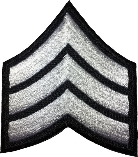 Us Army Sergeant Stripe E 5 White Embroidered Iron On Patch Free Shipping