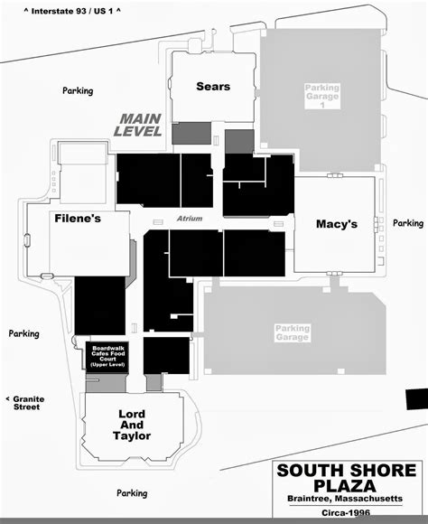South Shore Plaza Plan 1996 Braintree Ma Braintree Mall South Shore