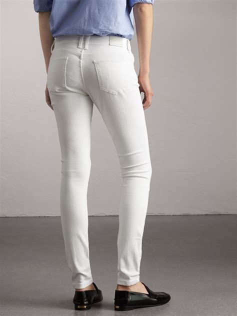 Skinny Fit Low Rise White Jeans Women Burberry United States