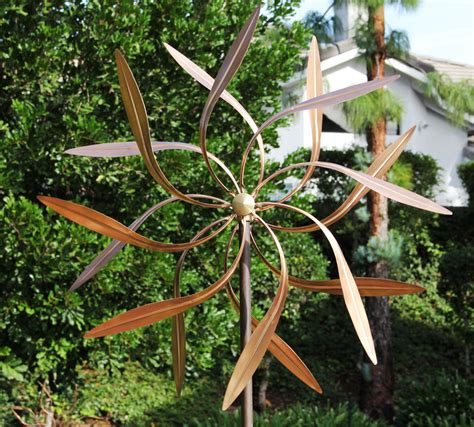 Stanwood Wind Sculpture Large Kinetic Copper Dual Spinner Dancing