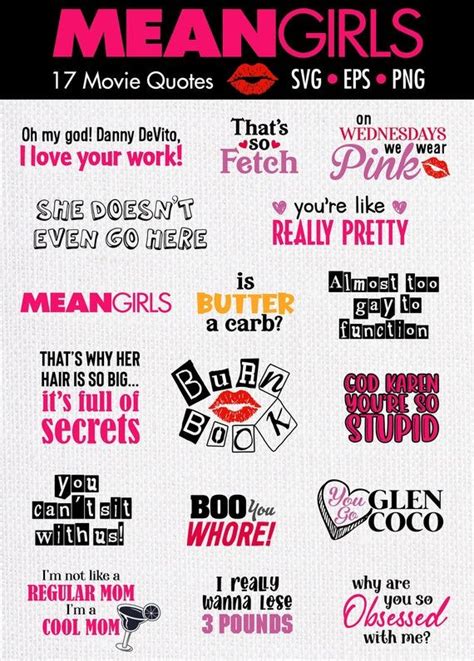 Mean Girls Svg Movie Quotes Png Eps Burn Book Thats Etsy In 2022
