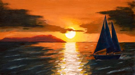 Sunset Sailing Painting By Brad Haugaard
