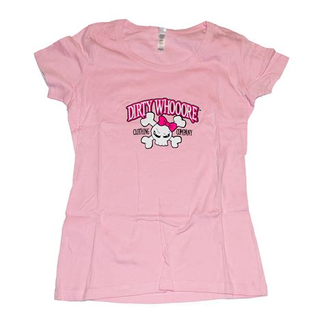 Dirty Whooore Ladies Pink Short Sleeve T With Pink Skull Logo Dwcc Llc