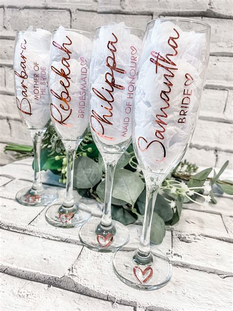 Bridal Party Wine Glasses Champagne Glass Champagne Flute Bridesmaid Bride Maid Of Honour Mother