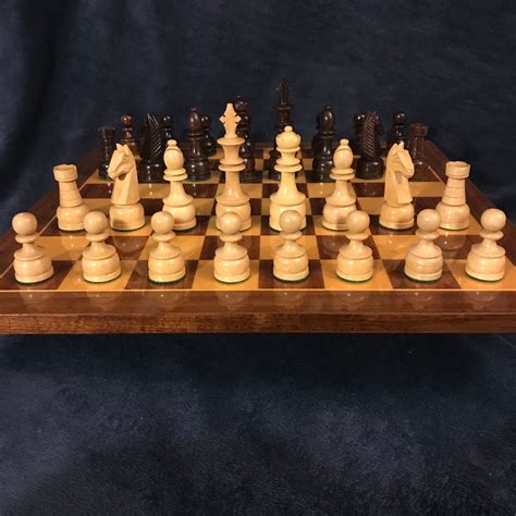 Vintage Mid Century Hand Carved Wood Chess Set 45 King Etsy Uk