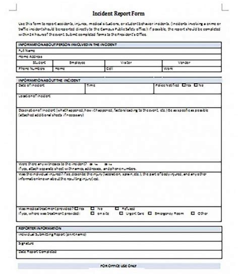 Critical Incident Report Form Template