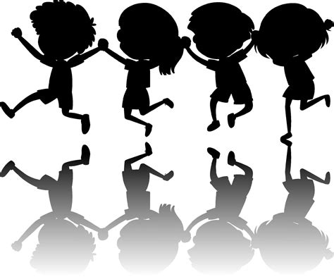 Set Of Kids Silhouette With Shadow 2173957 Vector Art At Vecteezy