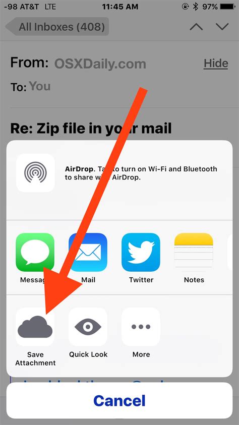 How To Save Email Attachments On Iphone And Ipad Mail To Icloud Drive