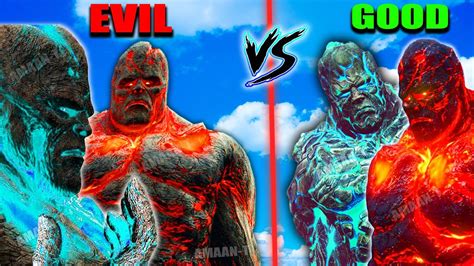 Evil Lava God And Ice God Fights Good Lava God And Ice God Giant Titan In