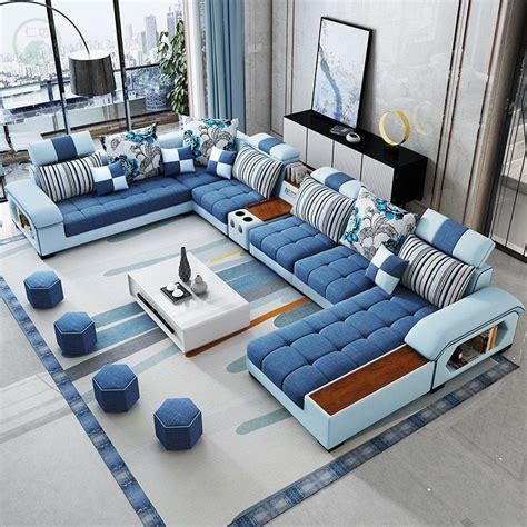 Fabric Sofa Modern Minimalist Size Apartment Chaise Living Room