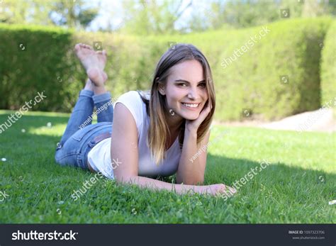 Beautiful Blonde Woman Naked Feet Lying Stock Photo Shutterstock