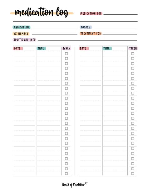 Medication Log Of The Best Templates World Of Printables
