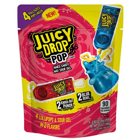 Juicy Drop Pop Sweet And Sour Liquid Lollipops Assorted Flavors 092 Oz
