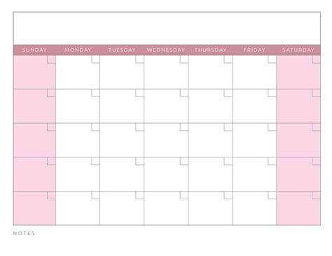 Blank Monthly Calendar Printable