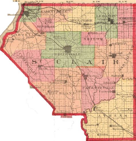 St Clair County Illinois 1870 Map Belleville East St Louis