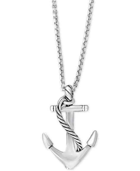 Lyst Effy Collection Mens Anchor Pendant Necklace In Sterling Silver