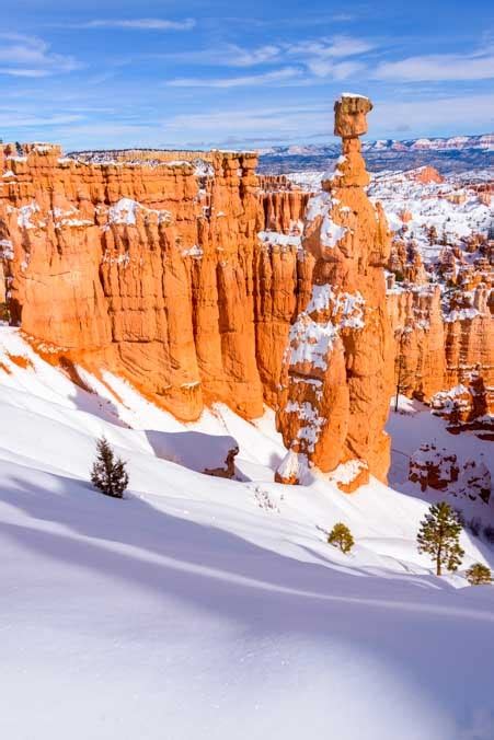 Bryce Canyon In Winter Snow And Lace On The Red Rock Spires Roads