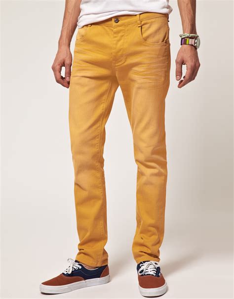 Asos Skinny Jeans In Yellow For Men Lyst
