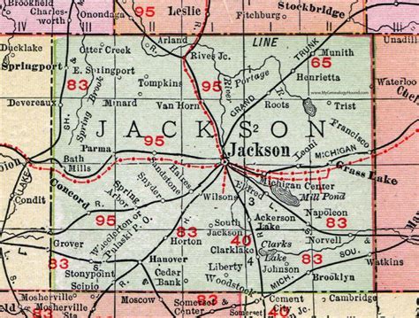 Jackson County Michigan 1911 Map Rand Mcnally Michigan Center