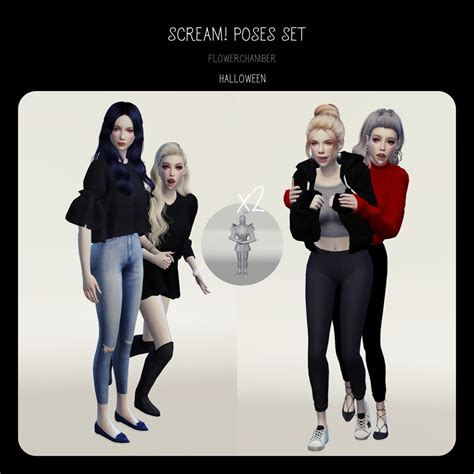 Sims 4 Ccs The Best Scream Halloween Poses Set By Flowerchamber
