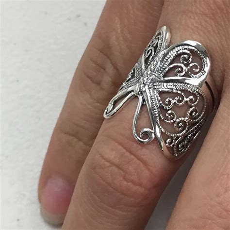 55 Off Jewelry Sterling Silver 925 Filigree Butterfly Ring From Rich