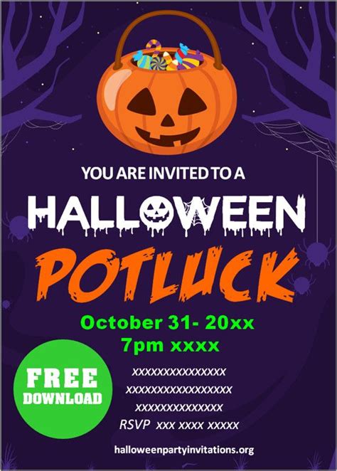 Free Printable Halloween Potluck Invitations Templates 😋 In 2020