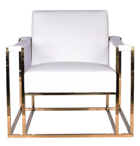 Bacall bark cotton blend dining chair: Modrest Larson White Leatherette/Gold Accent Chair by VIG ...