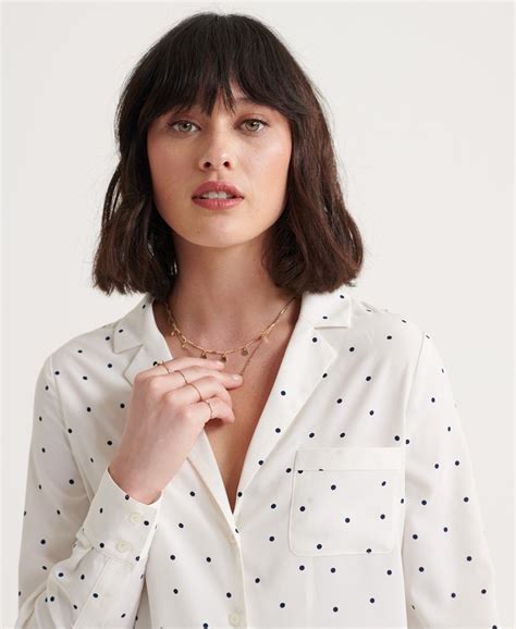 Womens Blair Revere Collar Blouse In White Dot Superdry