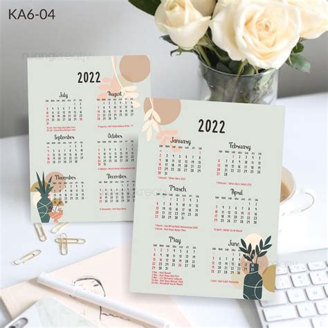 Jual Kalender Estetik 2022 Ukuran A6 Aesthetic Calendar Kalender