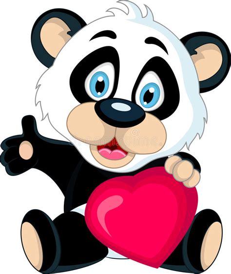 Cute Baby Panda Holding Love Heart Stock Illustration Image 31145860