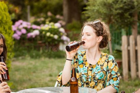 Beautiful Young Woman Drinking Beer Stock Photo Image Of Women Drink
