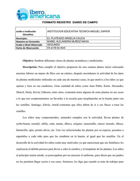 Calaméo Registro Diario De Campo Cuarta Entrega