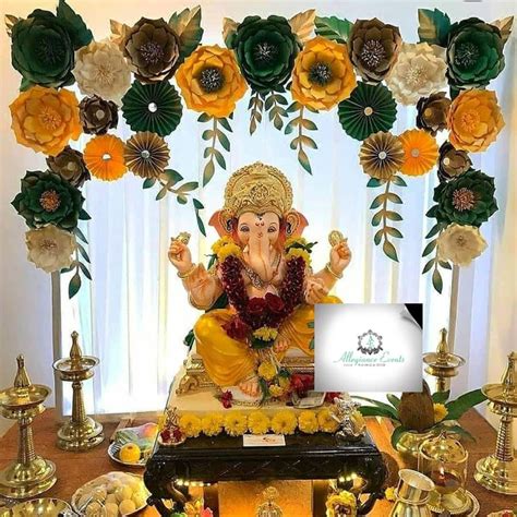 Ganpati Green Backdrop Setup Decor Ganesh Chaturthi Decoration In My