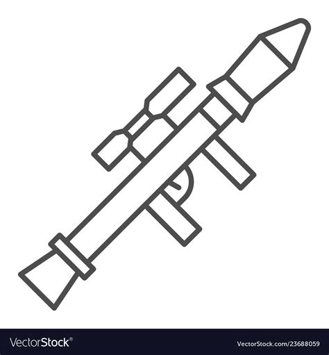 Rocket Launcher Thin Line Icon Bazooka Royalty Free Vector