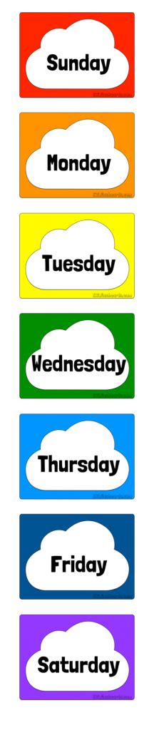 Days Of The Week Printable Cards