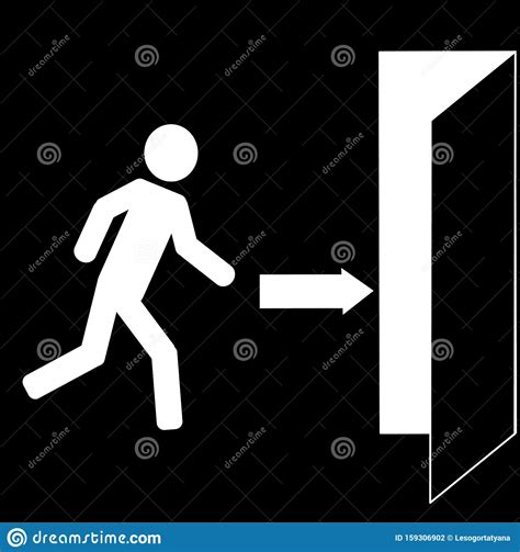 Silhouette Of A Man Running To The Emergency Exit Stock Vector
