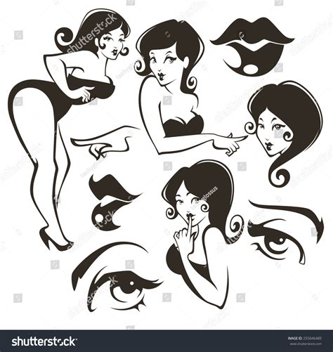 vector collection pinup girls faces stock vector royalty free 255046489 shutterstock