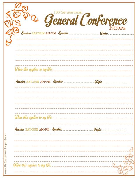 281 Designs General Conference Note Sheet