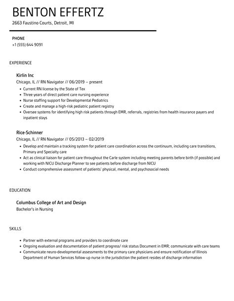 RN Navigator Resume Samples | Velvet Jobs