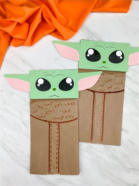 Grogu Baby Yoda Paper Bag Puppet Free Template Star Wars Crafts