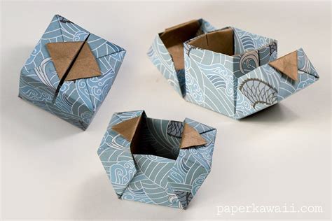 Origami Hinged Box Video Tutorial Paper Kawaii Origami Ts
