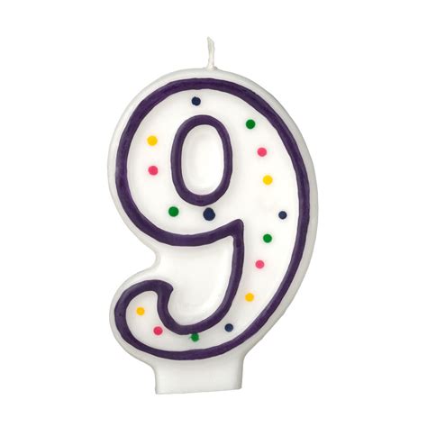 Colorful Birthday Candle Number 9 Polka Dot Number Cake Toppers