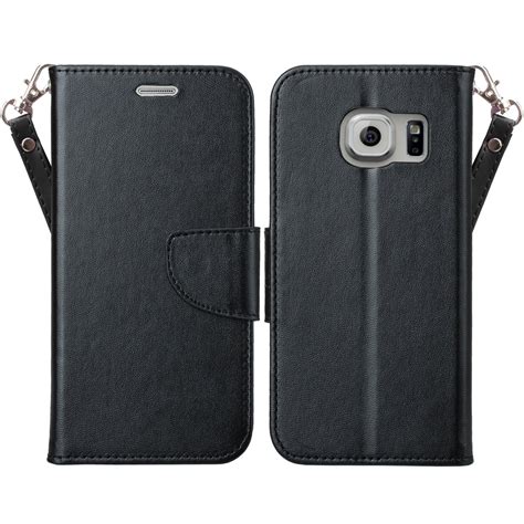 For Samsung Galaxy S7 Case Double Fold Wallet Case Wrist Strap Flip