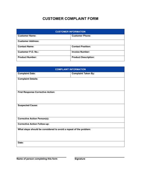 complaint forms template free sample example and format template