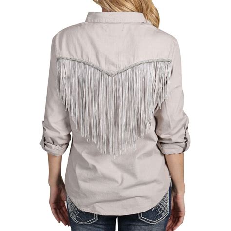 Shyanne® Womens Fringed Yoke Long Sleeve Western Shirt Girls Western Shirts Vintage Western